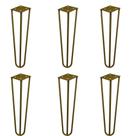 Kit 6 Pés de Metal 25 CM Hairpin Legs Rack e Puffs Dourado G41