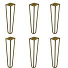 Kit 6 Pés de Metal 25 CM Hairpin Legs Rack e Puffs Dourado G41