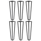 Kit 6 Pés de Metal 30 CM Hairpin Legs Mesa de Canto Rack e Puffs Preto G41