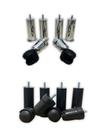 Kit 6 Pés para cama box de solteiro/casal/queen/king 4 pés fixos e 2 com rodinhas de plástico Preto ou Cromado Kit 6 Pés para cama box de solteiro/casal/queen/king 4 pés fixos e 2 com rodinhas de plástico Preto ou Cromado
