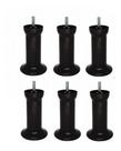 Kit 6 Pés Para Cama Box ou Baú Solteiro ou Queen Plástico Ultra Resistente Varian Preto 13cm Altura Kit 6 Pés Para Cama Box ou Baú Solteiro ou Queen Plástico Ultra Resistente Varian Preto 13cm Altura