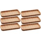 Kit 6 Petisqueiras Bandeja Bambu 20x10cm Lyor Hire Prato Salgados Petiscos