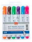 Kit 6 Pincel Caneta Para Quadro Lousa Branco Cores Vivas
