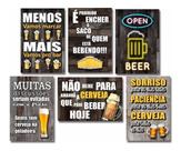 Kit 6 Placas Decorativas MDF - Frases Boteco 20x30cm