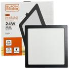 Kit 6 Plafon Quadrado Embutir 24w Preto Branco Frio 6500k
