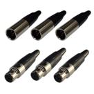 Kit 6 Plug Mini XLR Macho e Fêmea 4 Pinos Profissional