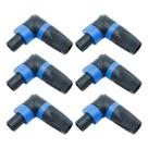 Kit 6 Plug Speakon Macho em L 90º Conector Trava 4 Vias Azul