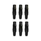KIT 6 Plug XLR Fêmea Profissional Preto Dreamer