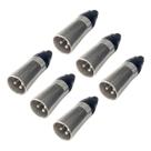 Kit 6 Plug XLR Macho Metal Profissional Cromado MXT