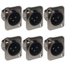 Kit 6 Plug XLR Macho Painel 3 Pinos Gold Metal ABS HX091 HJH