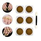 Kit 6 Pó Cromado Metalizado Dourado Unhas de Gel + 6 Pincéis