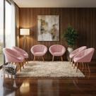 Kit 6 Poltrona Sala Decorativa Sofia Veludo Rosa Pés Palito Castanho Kit 6 Poltrona Sala Decorativa Sofia Veludo Rosa Pés Palito Castanho