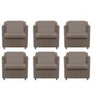 Kit 6 Poltronas Bia Decorativa Reforçada Recepção Clinica Salão Sala De Estar Suede