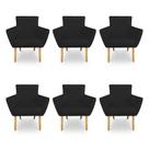 Kit 6 Poltronas Decorativa Leticia Suede Pés Palito Castanho - Pallazio