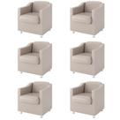 Kit 6 Poltronas Decorativa Reforçada Recepção Clinica Salão material sintético