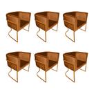 Kit 6 Poltronas Decorativa Sala de Estar Base de Ferro Cobre Veludo Terracota