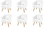 Kit 6 Poltronas Decorativa San Diego Sala Recepção Escritório Branco