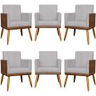 Kit 6 Poltronas Decorativas Lis material sintético e Linho Cores Pé Palito 30 Cm Castanho Kit 6 Poltronas Decorativas Lis material sintético e Linho Cores Pé Palito 30 Cm Castanho