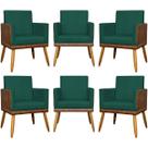 Kit 6 Poltronas Decorativas Para Sala Quarto Recepção Escritório Confortável Luxo Lis Tecido Sintético e Suede