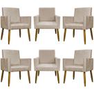 Kit 6 Poltronas Decorativas Para Sala Quarto Recepção Escritório Confortável Luxo Mari Suede