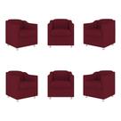 Kit 6 Poltronas Decorativas Reforçada Consultório Sala Suede Kit 6 Poltronas Decorativas Reforçada Consultório Sala Suede