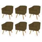 Kit 6 Poltronas Decorativas San Diego Sala de Estar Tecido Veludo Capuccino Kimi Decor