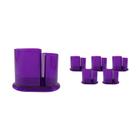 Kit 6 Porta Lápis Duo Cristal Lilás Plástico