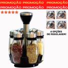 Kit 6 Porta Tempero Condimento Vidro Suporte Giratório Inox Cozinha Aço Pote Organizador Potinho Dosador