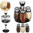 Kit 6 Porta Tempero Condimento Vidro Suporte Giratório Inox Cozinha Pote Organizador Pote Dosador