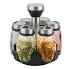 Kit 6 Porta Tempero Condimento Vidro Suporte Giratório Inox Cozinha Pote Organizador Kit 6 Porta Tempero Condimento Vidro Suporte Giratório Inox Cozinha Pote Organizador