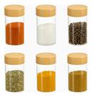 Kit 6 Porta Temperos Cozinha Condimentos Pote Tampa Bambu