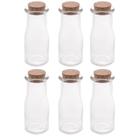 Kit 6 Porta Temperos de Vidro 200ml com Tampa de Rolha Lyor para Decorar e Guardar Especiarias