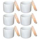 Kit 6 Porta Treco / Condimentos / Mantimentos 200ml - Potes Porcelana Tampa Pinus