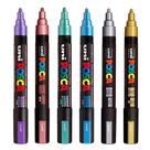 Kit 6 Posca PC-5M Cores Metalicas Traço 1.8-2.5mm Uniball