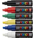 Kit 6 Posca PC-8K Branca, Preta, Azul, Verde, Verm, Amarelo