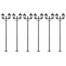 Kit 6 Postes Duplos para Jardim Praça Colonial Preto 1,61m Dital Grega Lente Fosca