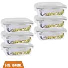 Kit 6 Pote 1040ml Vidro Hermético Marmita Mantimento Fitness