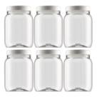 Kit 6 Pote De Plástico Cristal Com Tampa 1 Litro Mantimento