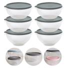 Kit 6 Pote de Plástico Hermético 1L Marmita C/ Tampa Bowl Redondo Tijela Vasilha Alimentos