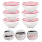Kit 6 Pote de Plástico Hermético 1L Marmita C/ Tampa Bowl Redondo Tijela Vasilha Alimentos