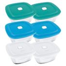 Kit 6 Pote de Vidro Marinex Facilita Vap 2L Quadrado Nadir