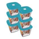 kit 6 Pote de Vidro Quadrado Alto Facilita 1L Marinex Tampa