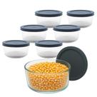 Kit 6 Pote de Vidro Redondo Bowl C/ Tampa Hermética Marmita Vedação Fit 460mL Kit 6 Pote de Vidro Redondo Bowl C/ Tampa Hermética Marmita Vedação Fit 460mL