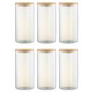 Kit 6 Pote Hermético Mantimento Alimentos Cozinha Vidro Canelado Com Tampa Bambu 1,4l Kit 6 Pote Hermético Mantimento Alimentos Cozinha Vidro Canelado Com Tampa Bambu 1,4l