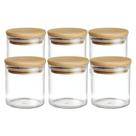 Kit 6 Pote Hermético Mantimento Vidro Com Tampa Bambu 200ml Kit 6 Pote Hermético Mantimento Vidro Com Tampa Bambu 200ml