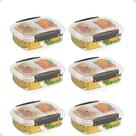 Kit 6 Pote Para Alimentos 2 Divisões C Travas Laterais 600ML