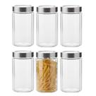 Kit 6 Pote Porta Mantimentos de Vidro com Tampa de Aço Inox 1,6L Lyor 21,5x11cm