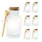 Kit 6 Pote Porta Tempero Redondo Vidro com Colher de Bambu e Tampa Rolha 100ml Kit 6 Pote Porta Tempero Redondo Vidro com Colher de Bambu e Tampa Rolha 100ml