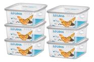 Kit 6 Pote Quadrado 3l Armazenamento Bpa Free Alimentos