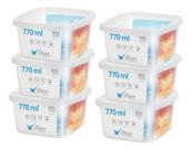 Kit 6 Pote Quadrado 770ml Armazenamento Alimento Bpa Free